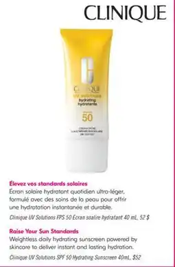 Pharmaprix Clinique UV Solutions SPF 50 Hydrating Sunscreen offer