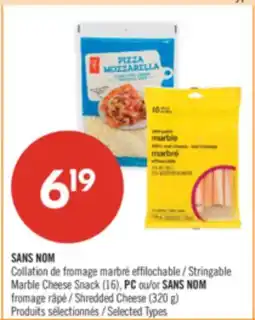 Pharmaprix NO NAME Stringable Marble Cheese Snack (16), PC or NO NAME Shredded Cheese (320 g) offer