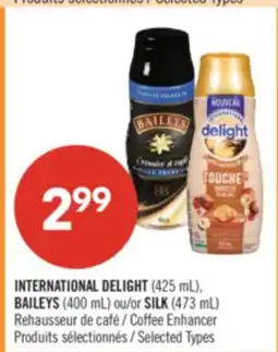 Pharmaprix INTERNATIONAL DELIGHT (425 mL), BAILEYS (400 mL) or SILK (473 mL) Coffee Enhancer offer
