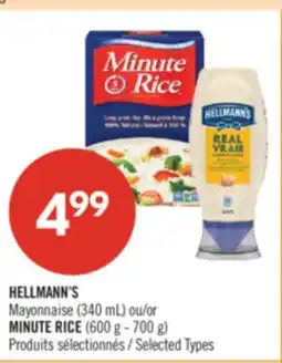 Pharmaprix HELLMANN'S Mayonnaise (340 mL) or MINUTE RICE (600 g - 700 g) offer