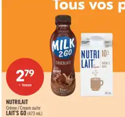Pharmaprix NUTRILAIT Cream or LAIT'S GO offer