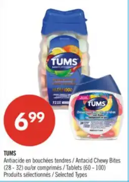 Pharmaprix TUMS Antacid Chewy Bites 28-32 or tablet 60-100 offer