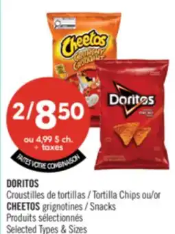 Pharmaprix DORITOS Tortilla Chips or CHEETOS Snacks offer
