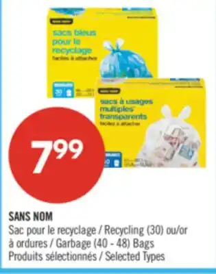 Pharmaprix NO NAME Recycling (30) or Garbage (40 - 48) Bags offer