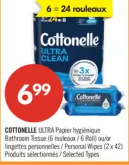 Pharmaprix COTTONELLE ULTRA Bathroom Tissue ( 6 Roll) or Personal Wipes (2 x 42) offer