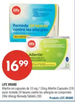 Pharmaprix LIFE BRAND 10mg Allertin Capsules (24) or 24hr Allergy Remedy Tablets (30) offer