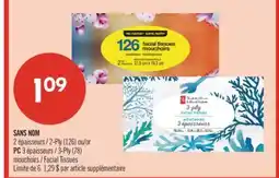 Pharmaprix NO NAME 2-Ply (126) or PC 3-Ply (78) Facial Tissues offer