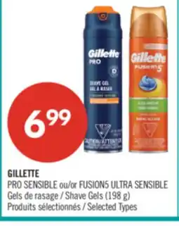 Pharmaprix GILLETTE PRO SENSIBLE or FUSION5 ULTRA SENSIBLE Shave Gels offer