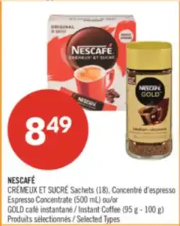 Pharmaprix NESCAFÉ Espresso Concentrate, 500 mL or GOLD café Instant Coffee, 95 g - 100 g offer