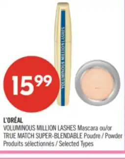 Pharmaprix L'ORÉAL VOLUMINOUS MILLION LASHES Mascara or TRUE MATCH SUPER-BLENDABLE Powder offer