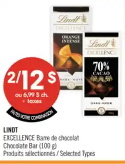 Pharmaprix LINDT EXCELLENCE Chocolate Bar offer