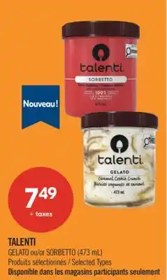 Pharmaprix TALENTI GELATO or SORBETTO offer