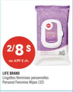 Pharmaprix LIFE BRAND Personal Feminine Wipes offer