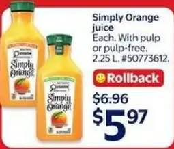 Walmart Simply Orange juice offer