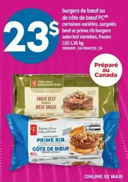 Maxi Prime rib burgers offer