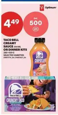 Real Canadian Superstore Taco Bell Creamy Sauce or Dinner Kits offer