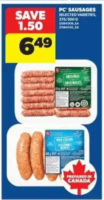 Real Canadian Superstore PC Sausages offer