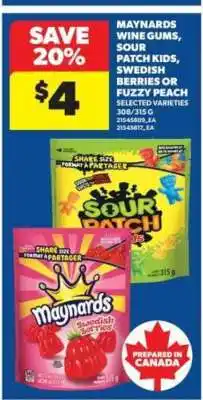 Real Canadian Superstore Maynards Wine Gums, Sour Patch Kids, Swedish Berries or Fuzzy Peach offer