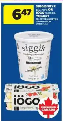 Real Canadian Superstore Siggis Skyr or Iögo Yogurt offer