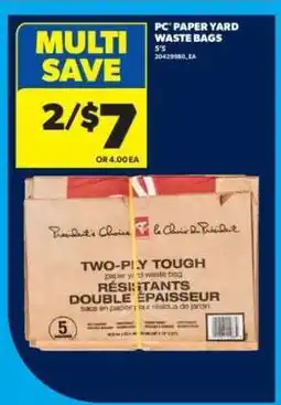 Real Canadian Superstore PC Paper Yard Waste Bags offer