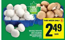 Food Basics WHOLE WHITE OR CREMINI MUSHROOMS offer