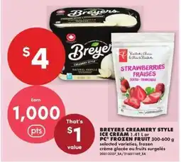 No Frills BREYERS CREAMERY STYLE ICE CREAM 1.41 L or PC FROZEN FRUIT 300-600 g offer