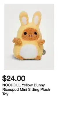 Holt Renfrew NOODOLL Yellow Bunny Ricespud Mini Sitting Plush Toy offer