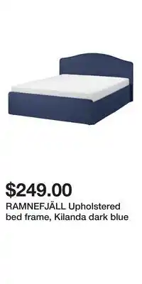 IKEA RAMNEFJÄLL Upholstered bed frame, Kilanda dark blue offer