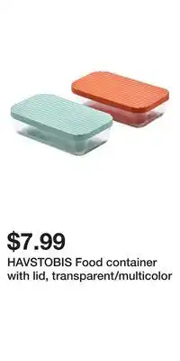 IKEA HAVSTOBIS Food container with lid, transparent/multicolor offer