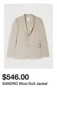 Holt Renfrew SANDRO Wool Suit Jacket offer