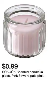 IKEA HÖKGÖK Scented candle in glass, Pink flowers pale pink offer