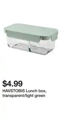 IKEA HAVSTOBIS Lunch box, transparent/light green offer