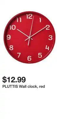IKEA PLUTTIS Wall clock, red offer