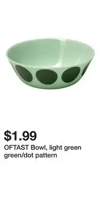 IKEA OFTAST Bowl, light green green/dot pattern offer