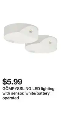 IKEA GÖMPYSSLING LED lighting with sensor, white/battery operated offer