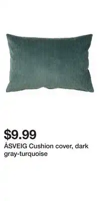 IKEA ÅSVEIG Cushion cover, dark gray-turquoise offer