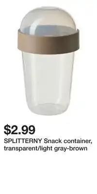 IKEA SPLITTERNY Snack container, transparent/light gray-brown offer