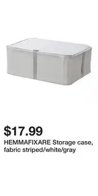 IKEA HEMMAFIXARE Storage case, fabric striped/white/gray offer