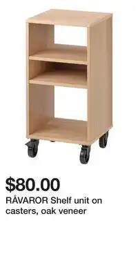 IKEA RÅVAROR Shelf unit on casters, oak veneer offer