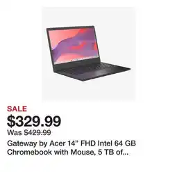 TSC Stores Gateway by Acer 14 FHD Intel 64 GB Chromebook with Mouse, 5 TB of Storage and 3 Months of Google AI offer