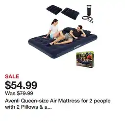 TSC Stores Avenli Queen-size Air Mattress for 2 people with 2 Pillows & a Double-Action Hand Pump offer