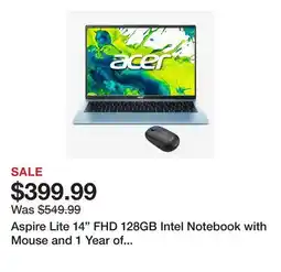 TSC Stores Aspire Lite 14 FHD 128GB Intel Notebook with Mouse and 1 Year of Microsoft Office 365 offer