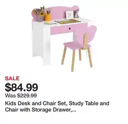 TSC Stores Kids Desk and Chair Set, Study Table and Chair with Storage Drawer, Pink offer
