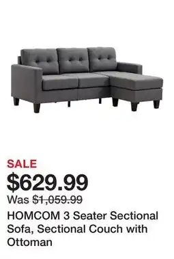 TSC Stores HOMCOM 3 Seater Sectional Sofa, Sectional Couch with Ottoman offer