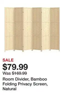 TSC Stores Room Divider, Bamboo Folding Privacy Screen, Natural offer