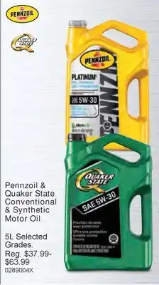 PartSource Pennzoil & Quaker State Conventional & Synthetic Motor Oil offer