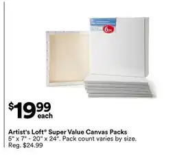 Michaels Artist's Loft Super Value Canvas Packs offer