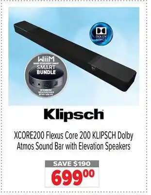 2001 Audio Video KLIPSCH XCORE200 Flexus Core 200 Dolby Atmos Sound Bar with Elevation Speakers offer