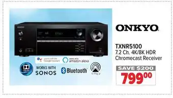 2001 Audio Video TXNR5100 ONKYO 7.2 Ch. 4K/8K HDR Chromecast Receiver offer