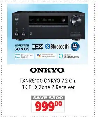 2001 Audio Video TXNR6100 ONKYO 7.2 Ch. 8K THX Zone 2 Receiver offer